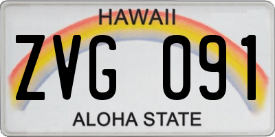 HI license plate ZVG091