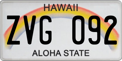 HI license plate ZVG092