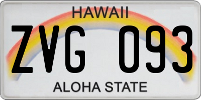 HI license plate ZVG093