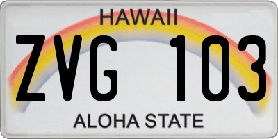 HI license plate ZVG103