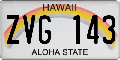 HI license plate ZVG143