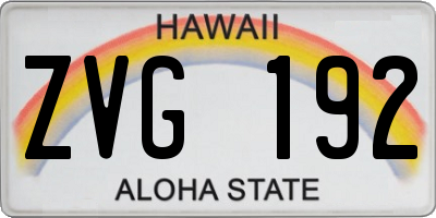HI license plate ZVG192