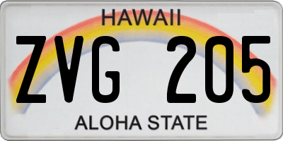 HI license plate ZVG205