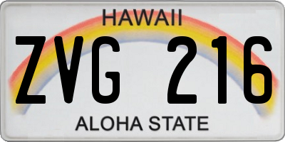 HI license plate ZVG216