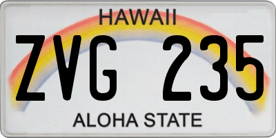 HI license plate ZVG235