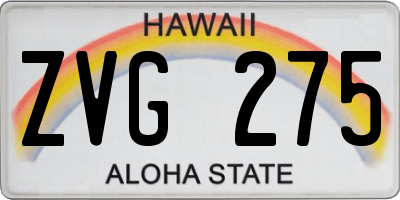 HI license plate ZVG275