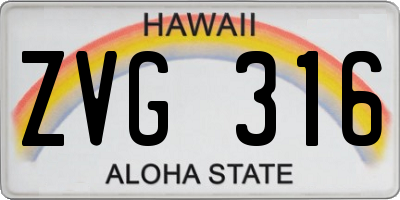 HI license plate ZVG316