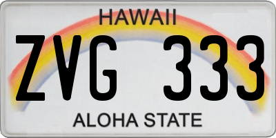 HI license plate ZVG333