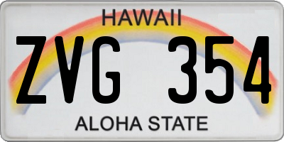 HI license plate ZVG354