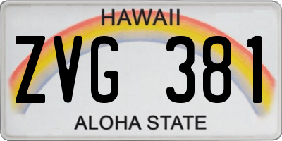 HI license plate ZVG381