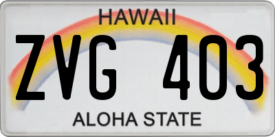 HI license plate ZVG403