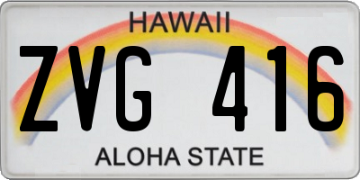 HI license plate ZVG416