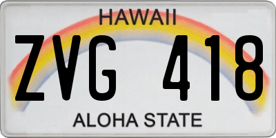 HI license plate ZVG418