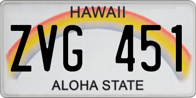 HI license plate ZVG451