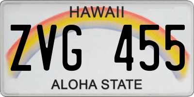 HI license plate ZVG455
