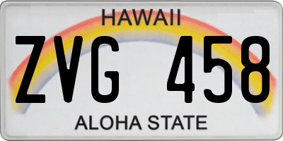 HI license plate ZVG458