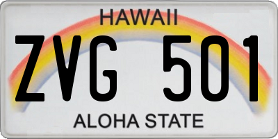 HI license plate ZVG501
