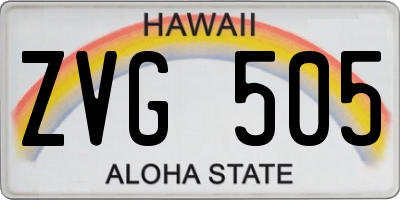 HI license plate ZVG505