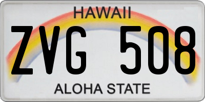 HI license plate ZVG508