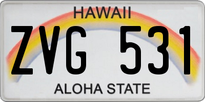 HI license plate ZVG531
