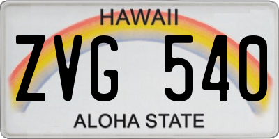 HI license plate ZVG540