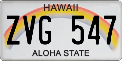 HI license plate ZVG547