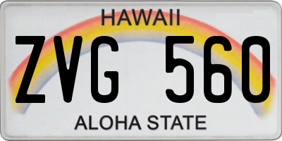 HI license plate ZVG560
