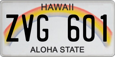 HI license plate ZVG601
