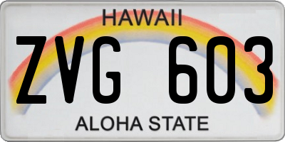 HI license plate ZVG603