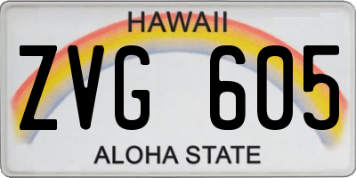 HI license plate ZVG605
