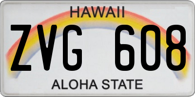 HI license plate ZVG608
