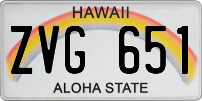 HI license plate ZVG651