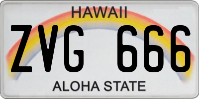 HI license plate ZVG666