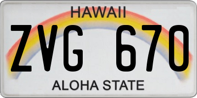 HI license plate ZVG670