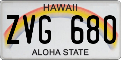 HI license plate ZVG680