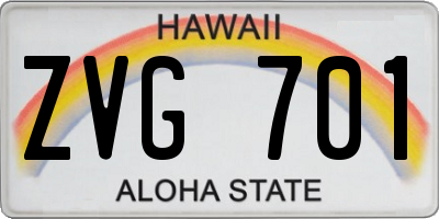 HI license plate ZVG701