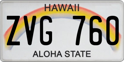 HI license plate ZVG760