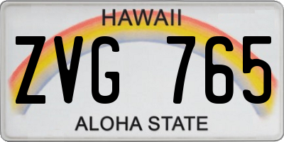 HI license plate ZVG765