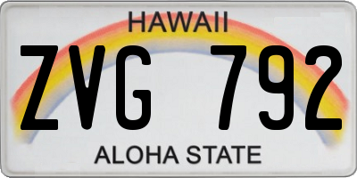 HI license plate ZVG792
