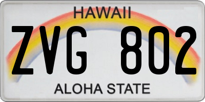 HI license plate ZVG802