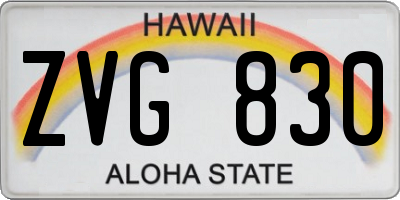 HI license plate ZVG830