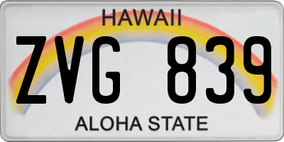 HI license plate ZVG839