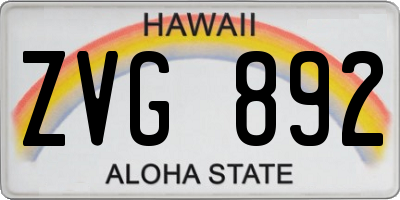 HI license plate ZVG892