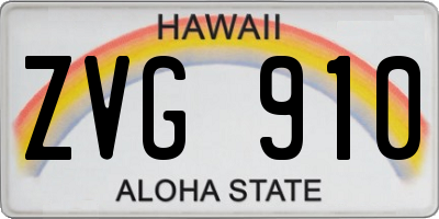 HI license plate ZVG910