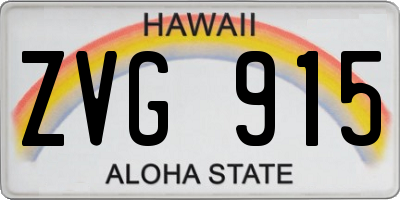 HI license plate ZVG915