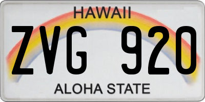 HI license plate ZVG920