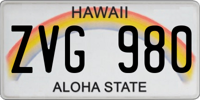 HI license plate ZVG980