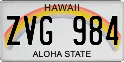 HI license plate ZVG984