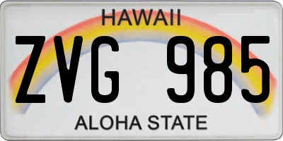 HI license plate ZVG985