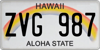 HI license plate ZVG987